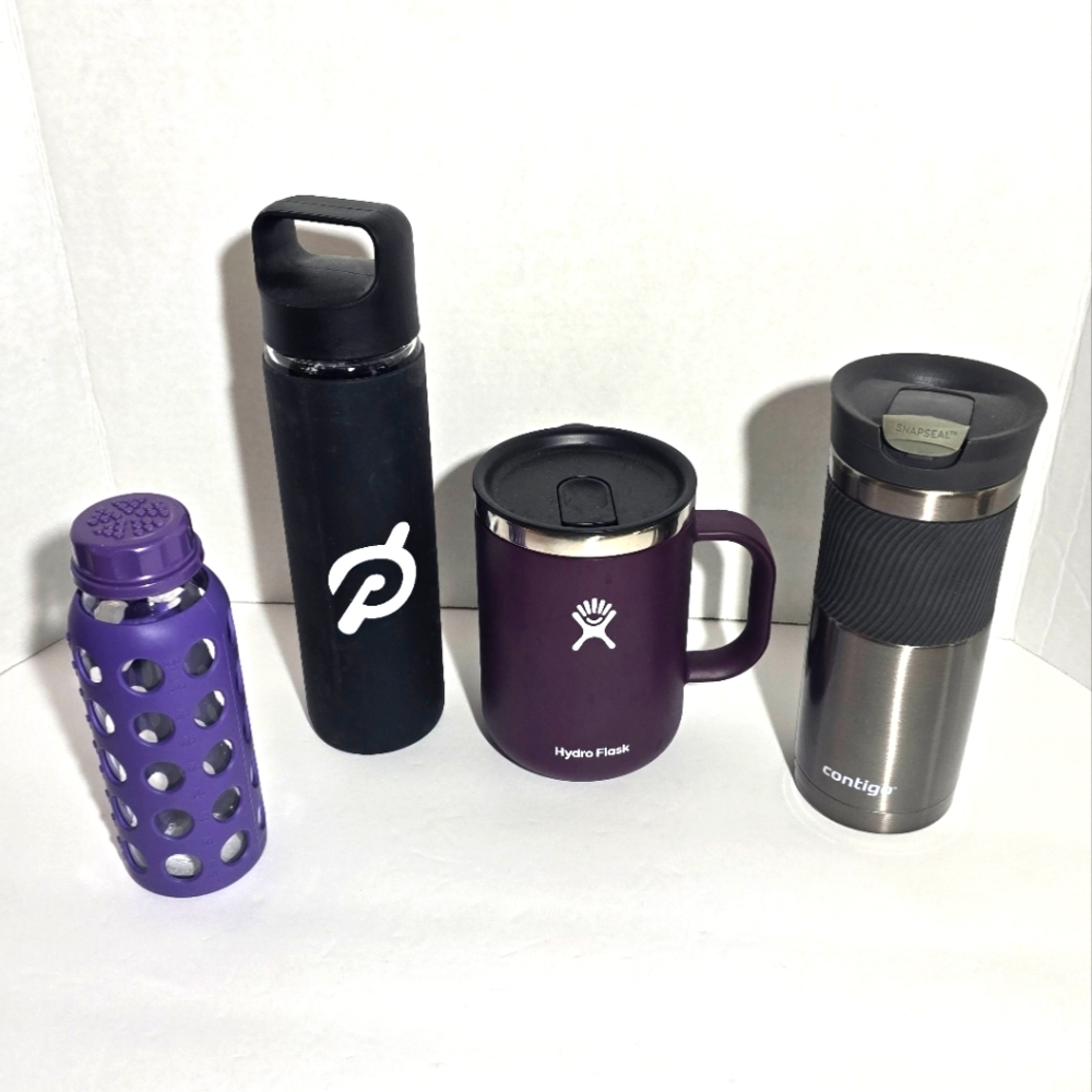 Hydro Flask Contigo Peloton Life Factory Water Bottle Coffee Mug Bundle of 4
